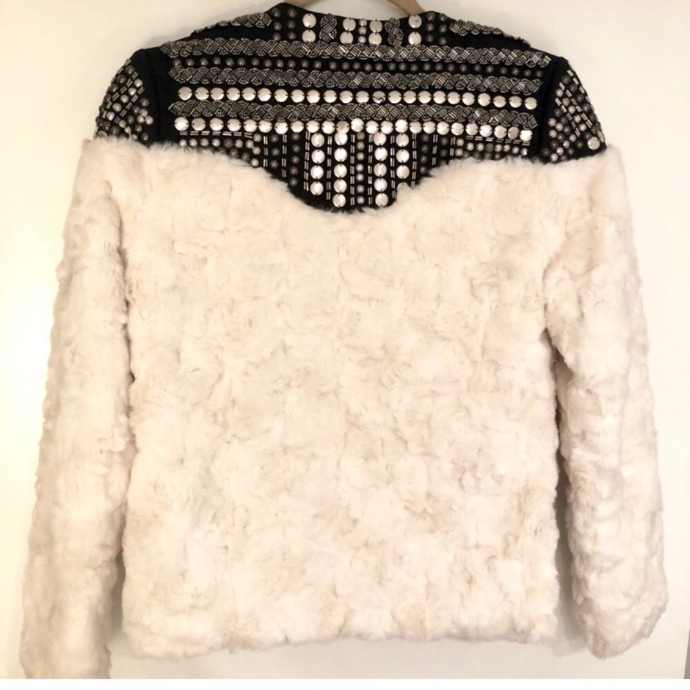 Faux fur jacket with beads